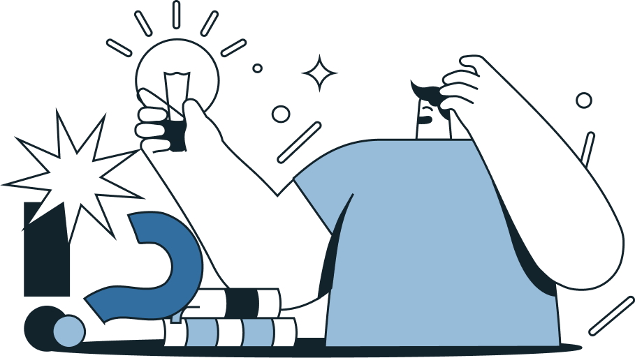 ipHero icon drawing man holding lightbulb